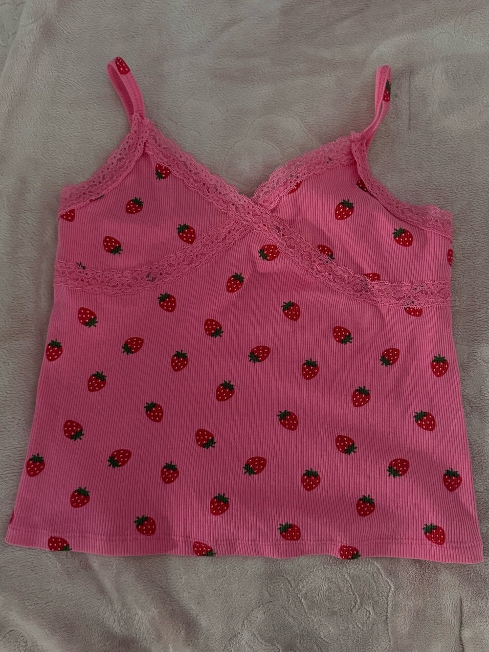 Full Tilt Pink Strawberry Print Tank Top